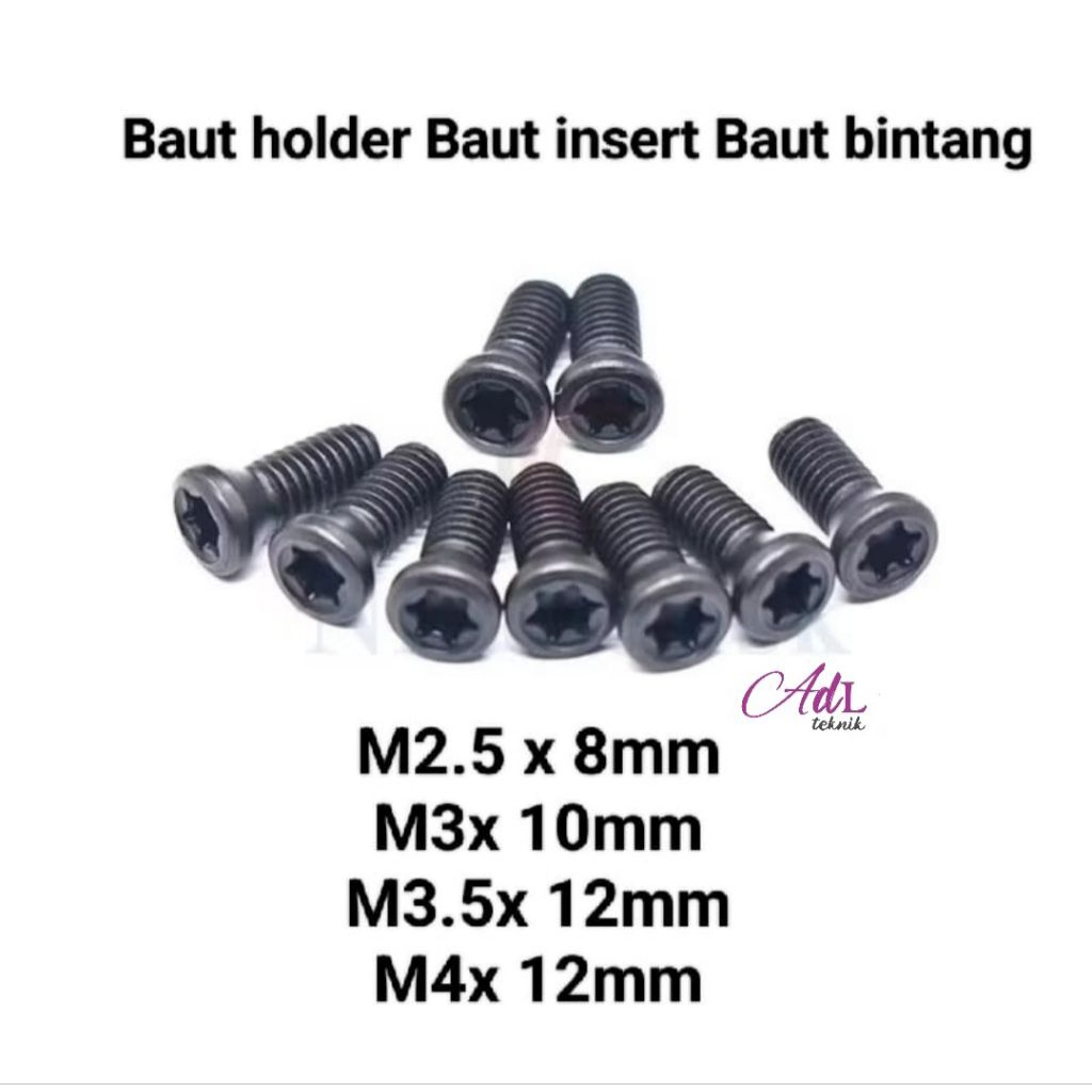 Baut holder bubut miling baut insert screw bintang m2.5 m3 m3.5 & m4