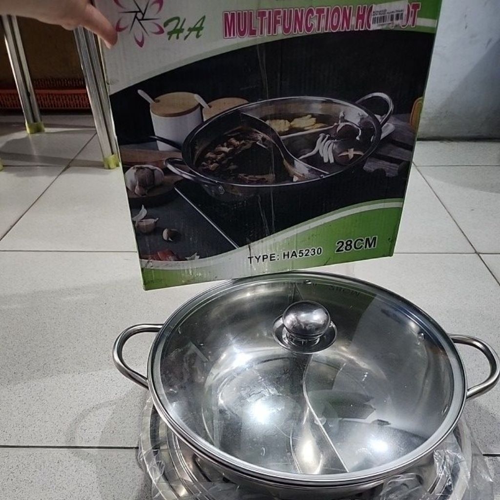 panci steamboat 28cm sekat 2 HA 5230 hot pot huo guo