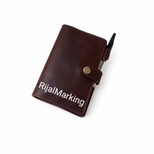 Cover buku agenda kulit sapi asli cokelat tua full kulit