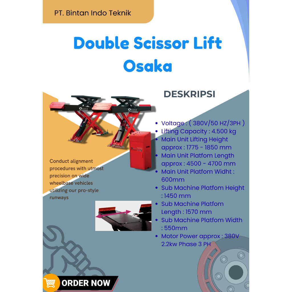 Double Scissor Lift Osaka Hidrolic Car Lift