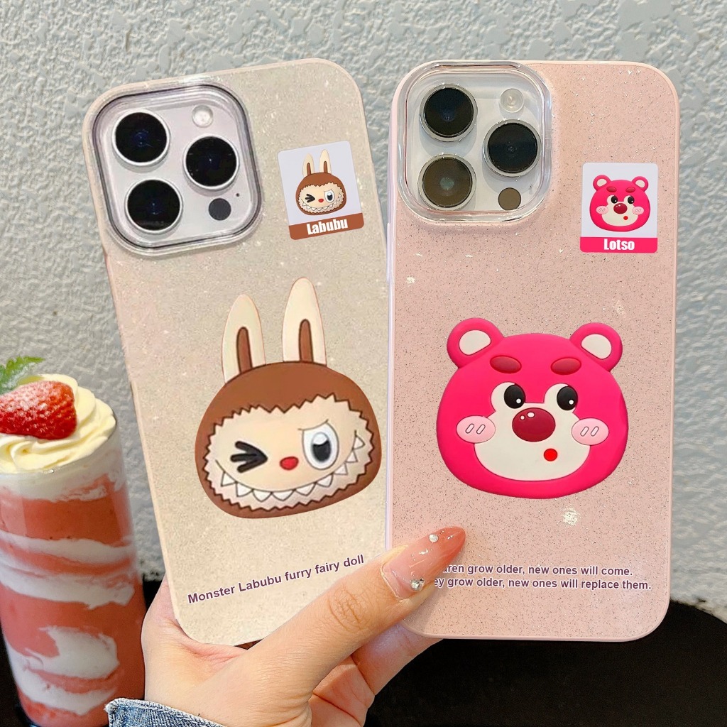 New 3D Silicone Case Glitter Blink Stardust Pink Bear Labubu INFINIX HOT 60 PRO PLUS 60i NOTE 30 40 