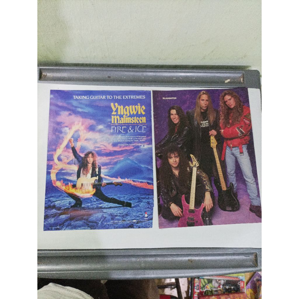 pin up poster A4(metal Edge June 1992) Yngwie Malmsteen Fire and Ice album, Slaughter, album Britny 