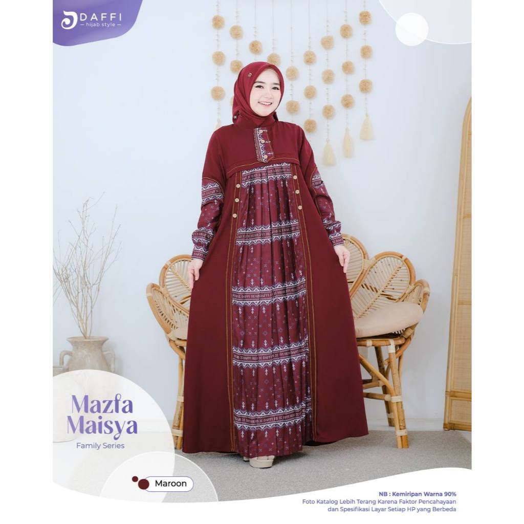 Daffi Hijab - Gamis Maisya Mom Series - Sarimbit Wanita Dewasa Motif - Gamis Dewasa Motif Premium