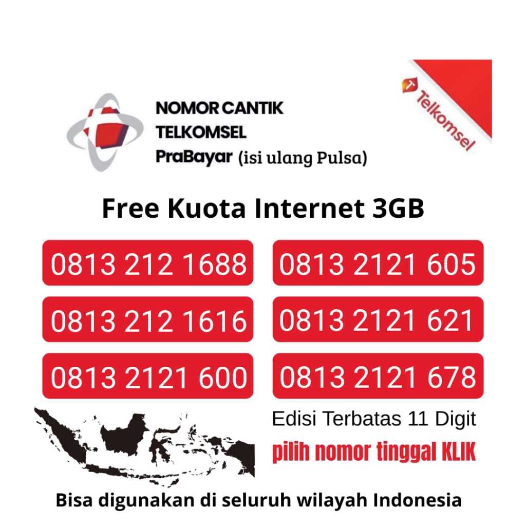 Kartu Perdana Nomor Cantik 11 Digit Telkomsel Simpati — Free Kuota 3GB #K17