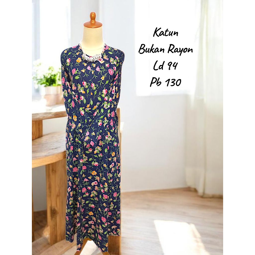 PL Gamis Katun Bunga Bunga LD 94