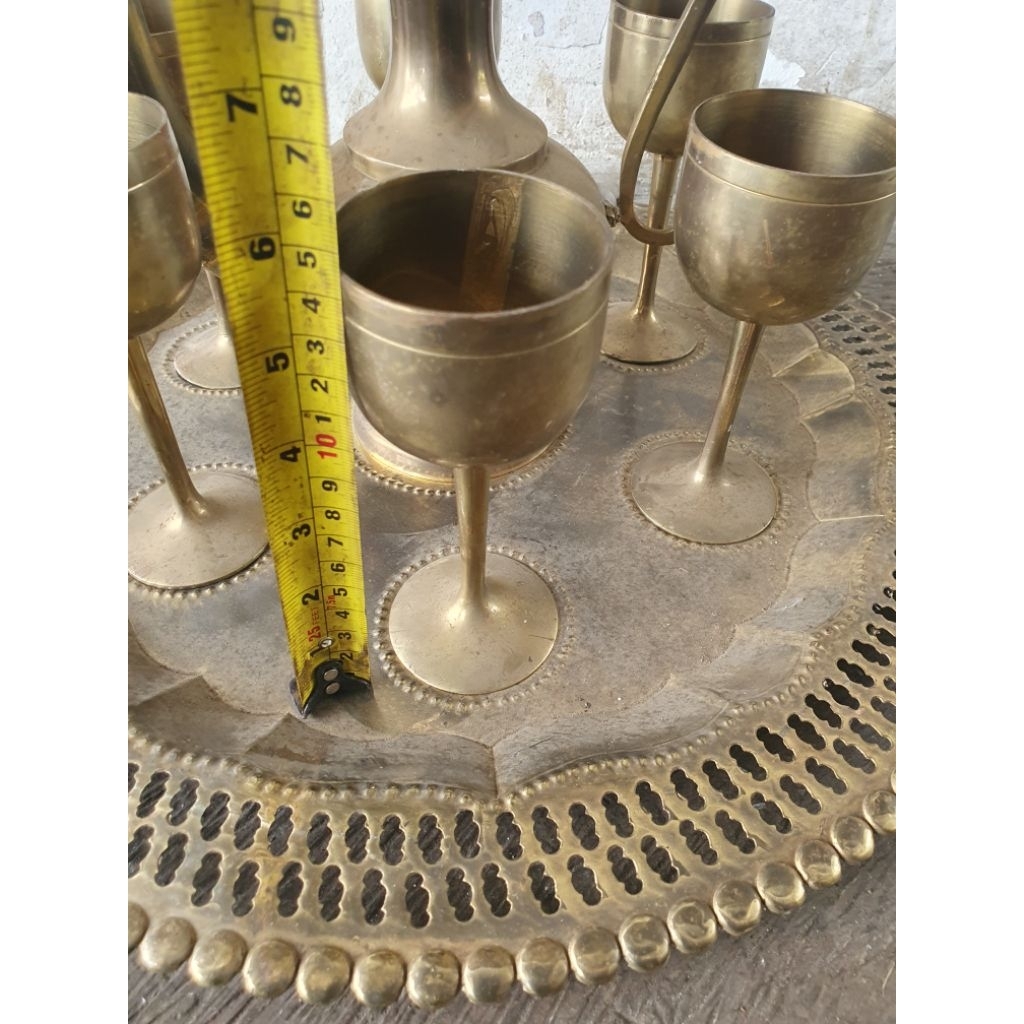 teko set kuningan antik uk besar