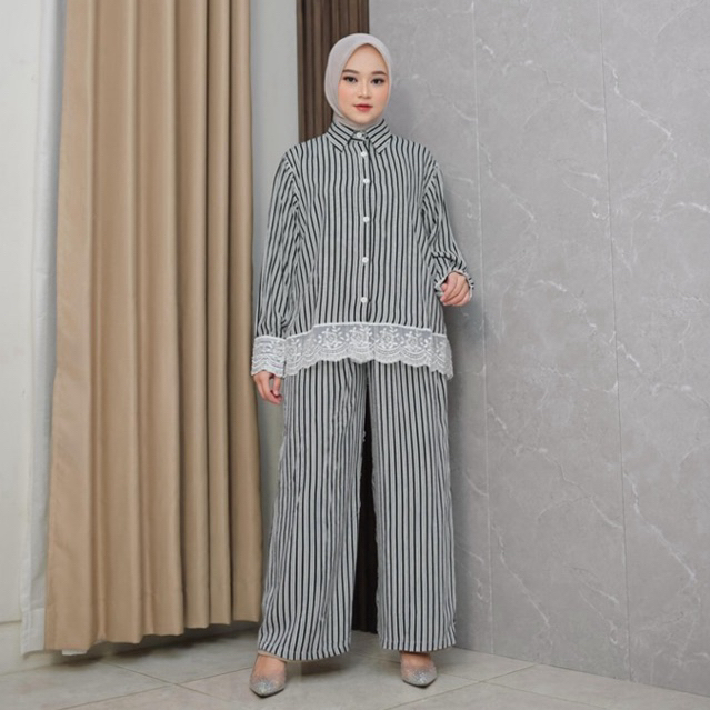 IDH-Setelan Wanita Kekinian/One set wanita motif garis