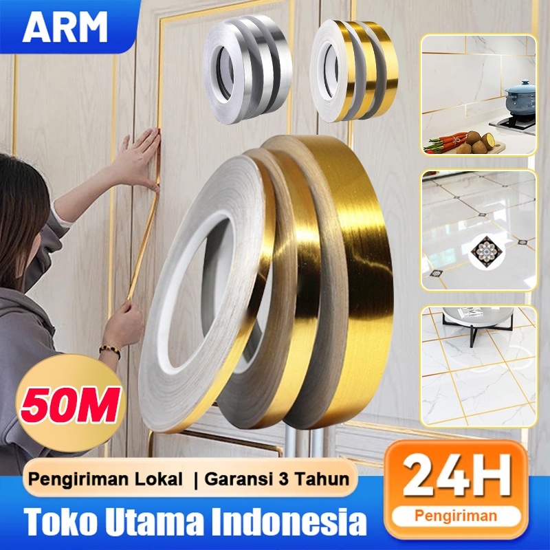 50M List Plat Strip Mirror Gold/Plat Strip Gold Mirror Sticker/ List Strip emas rata cermin Stiker D