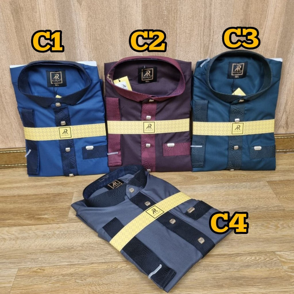 Jubah Al raz Katun Premium MODEL Yusuf Kerah kemeja MOTIF lengan pendek kombinasi