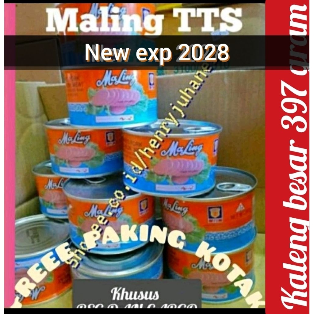 397 MALING TTS CANNED HAM PORK LUNCHEON MEAT / maling babi / daging babi kaleng ukuran kaleng besar