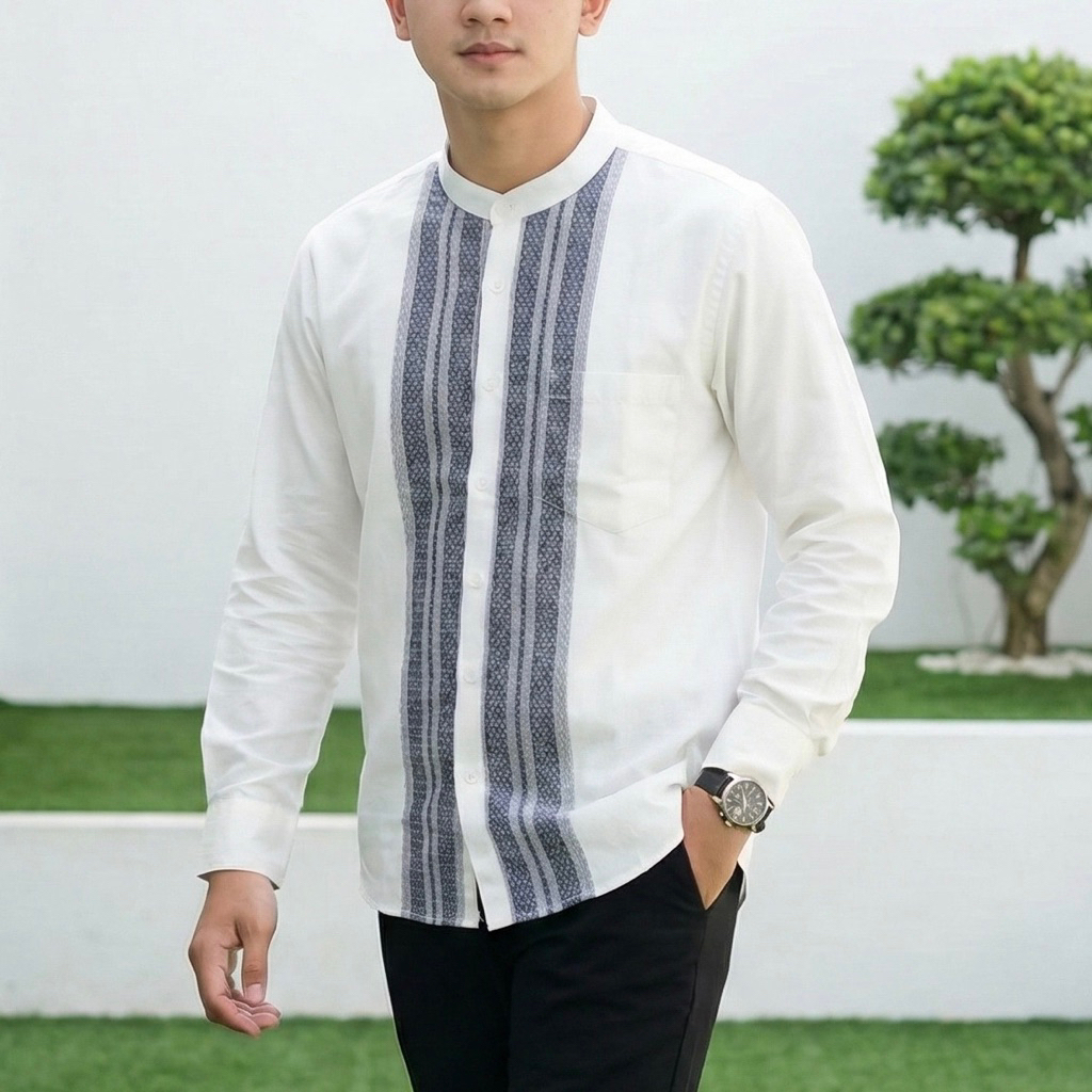 Kemeja koko dewasa & Remaja lengan panjang slimfite motif songket/Katun premium