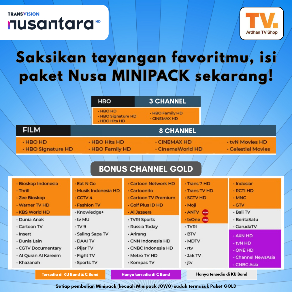 Transvision Nusantara HD/Tanaka Paket Minipack Nusa HBO dan Film 1 Bulan