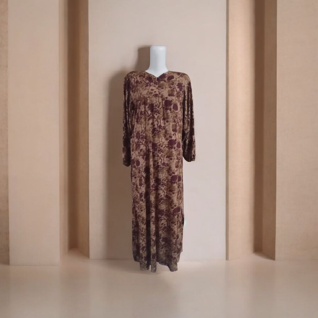 gamis rayon viscose premium motif bunga 3d salur etnik