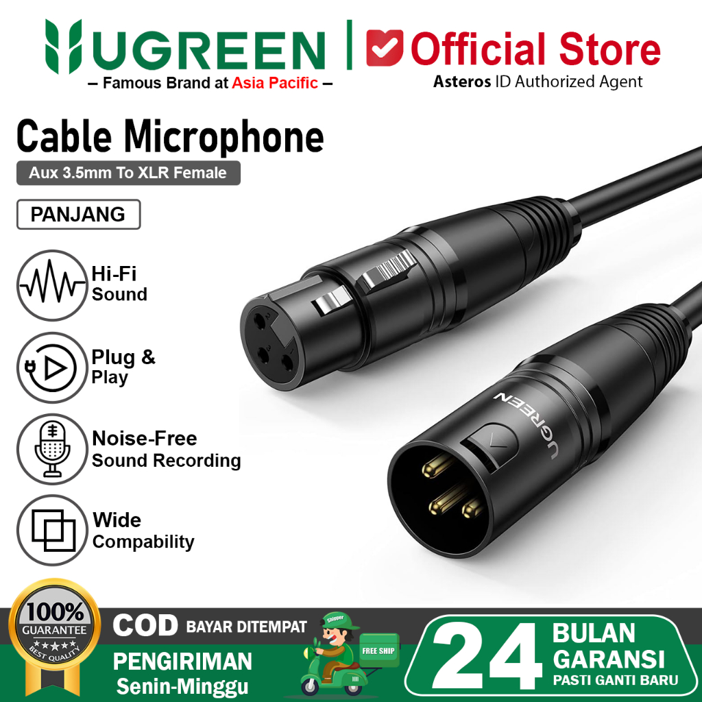 UGREEN XLR Male Microphone Karaoke Condenser Female Audio 20708
