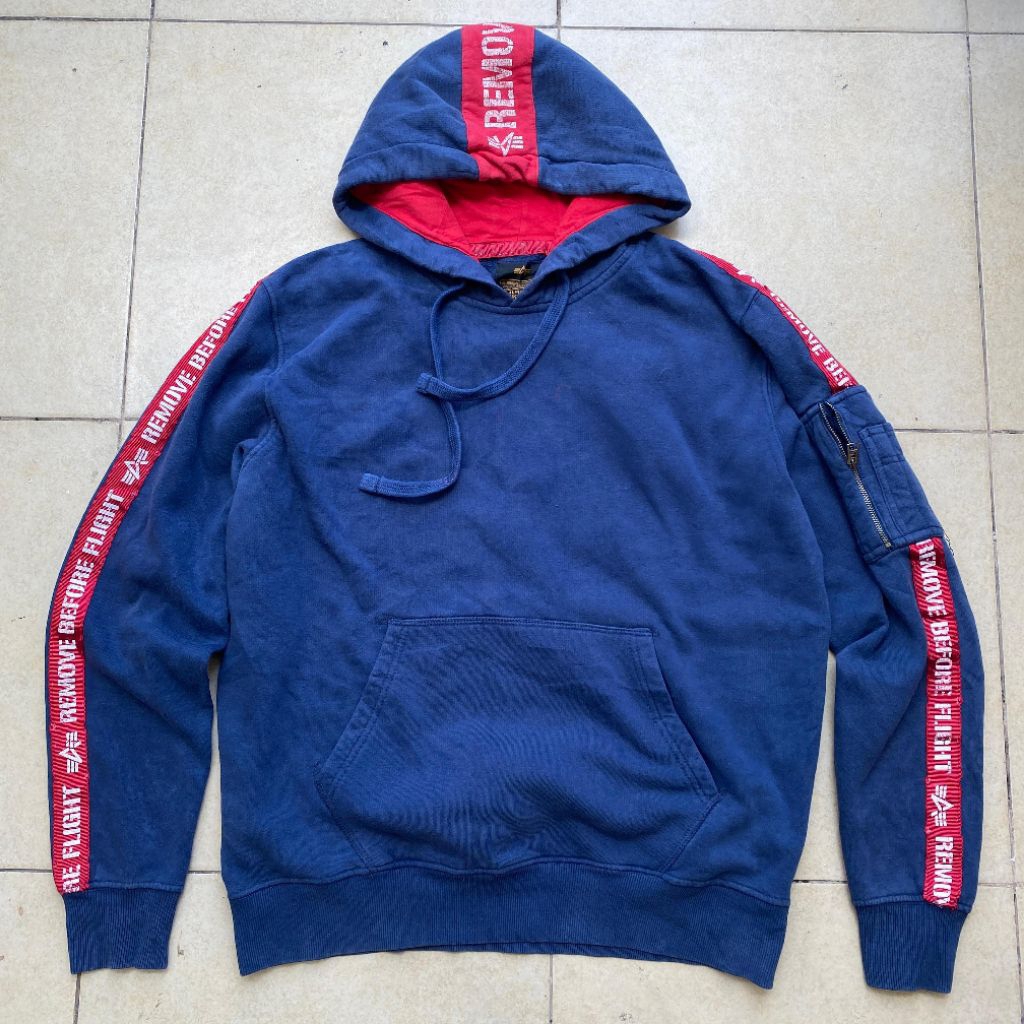 Alpha Industries red taped hoodie original murah. Jual hoodie alpha industries original murah
