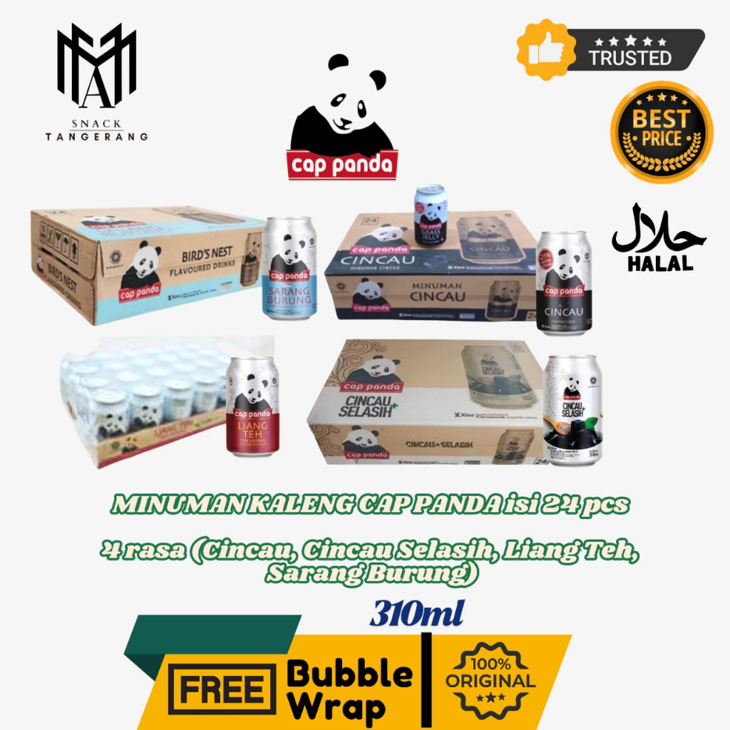 Minuman Kaleng Cincau Liang Teh Sarang Burung Cap Panda 1 Dus isi 24 Pcs @310 ML