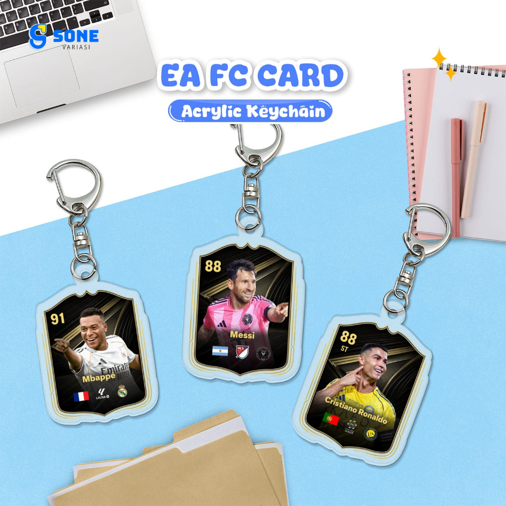 Gantungan Kunci Akrilik FC Mobile Card | Keychain Pemain Bola HD | Desain Kartu Game Football Keren