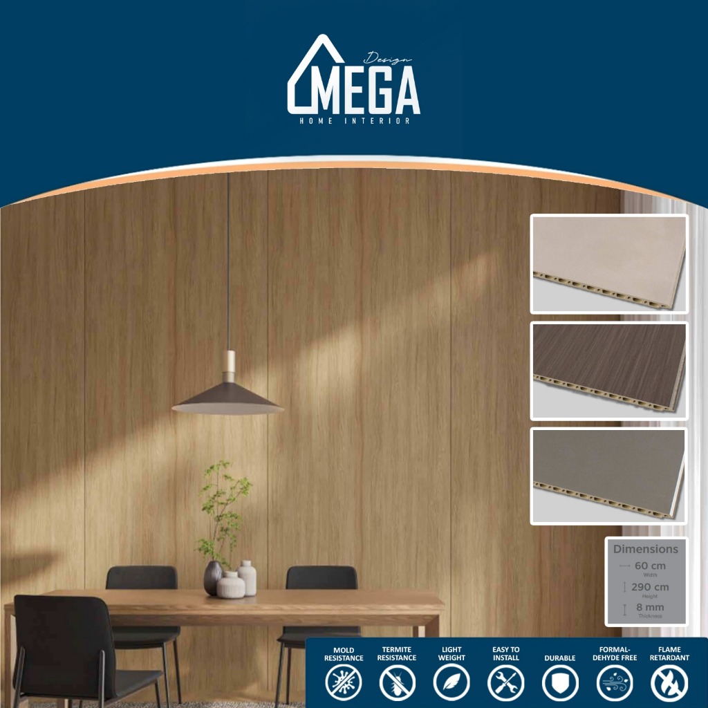 Wallboard Panel Dnding PVC 60 CM Neoboard WallPanel Flat WPC Wall Panel Polos PVC Mega Design interi