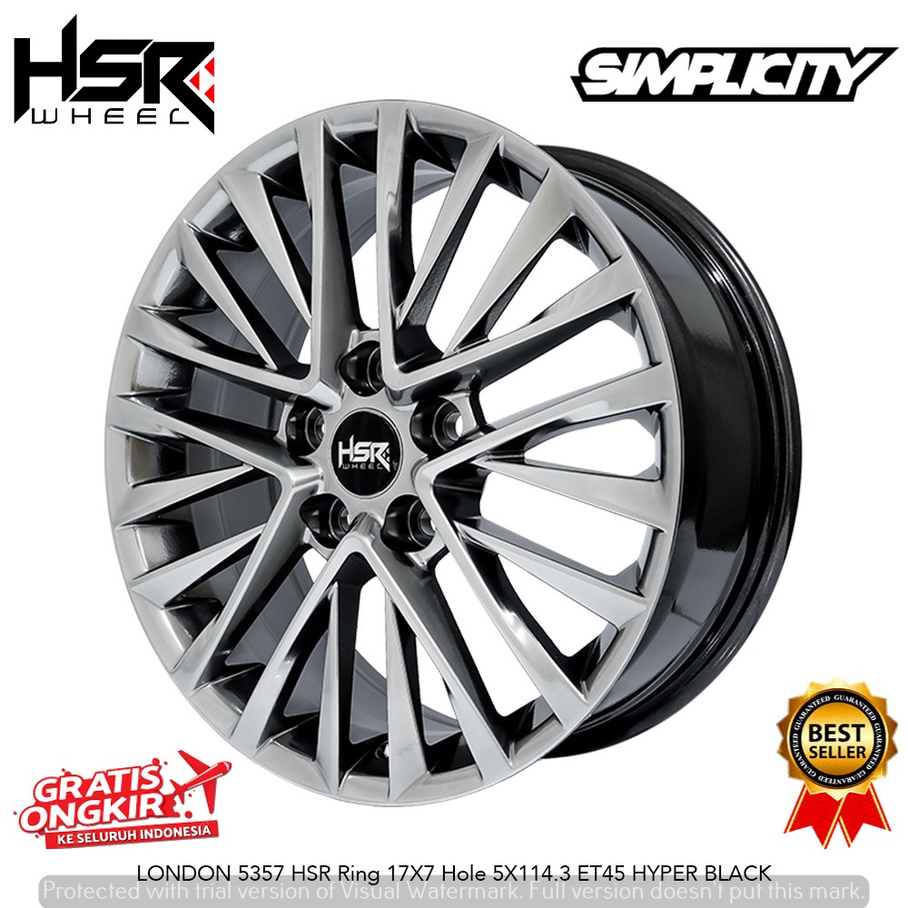 Velg Mobil Elegant Looks HSR LONDON R17 untuk Camry Accord HRV BRV Innova DLL