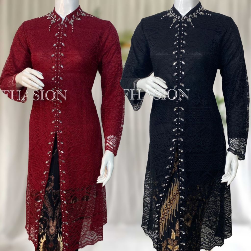 Atasan Kebaya Jumbo Ld 140 | Set Kebaya Tunik Brokat Malika Payet Baju Kondangan Muslim Panjang