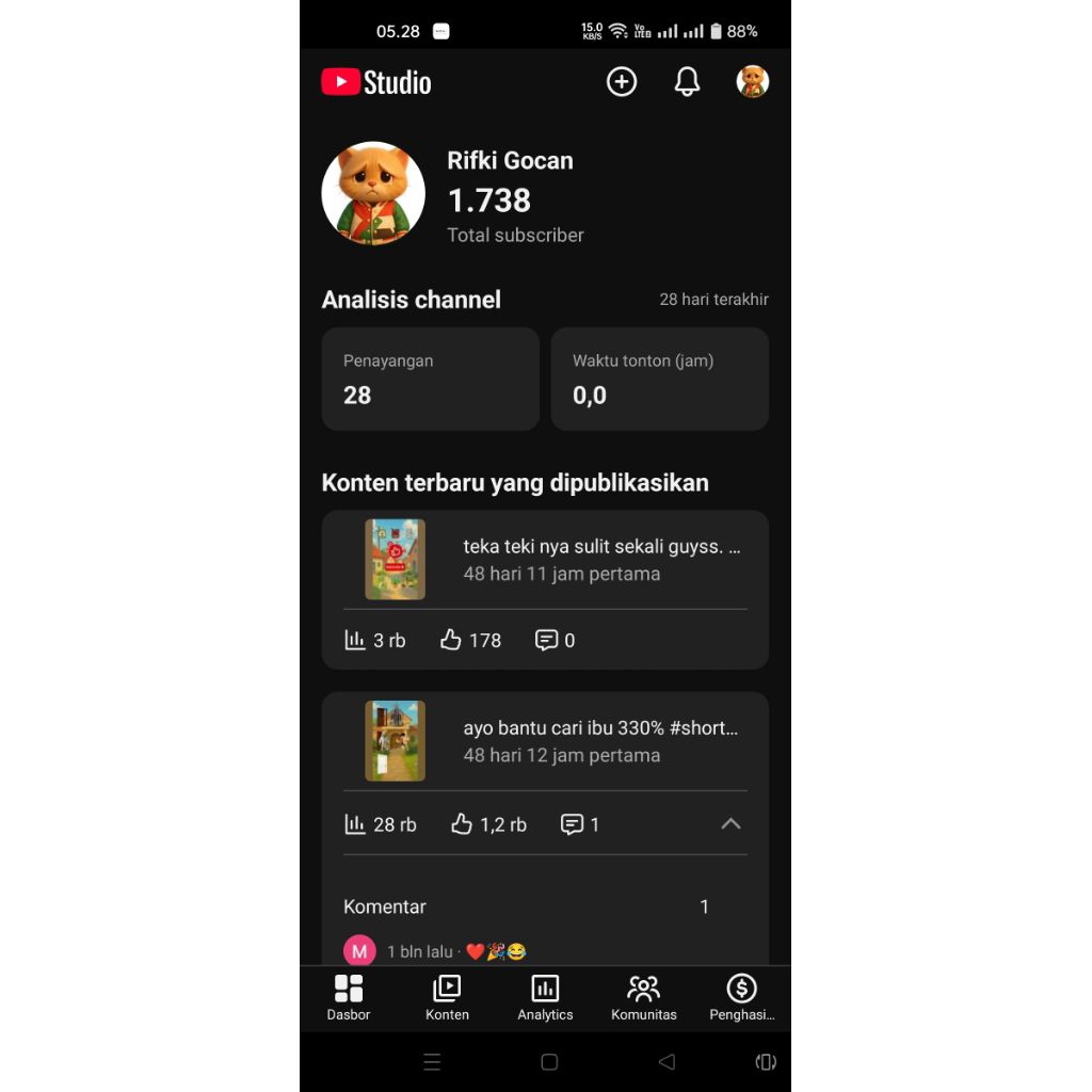 Akun YOUTUBE 1000 subscriber murni