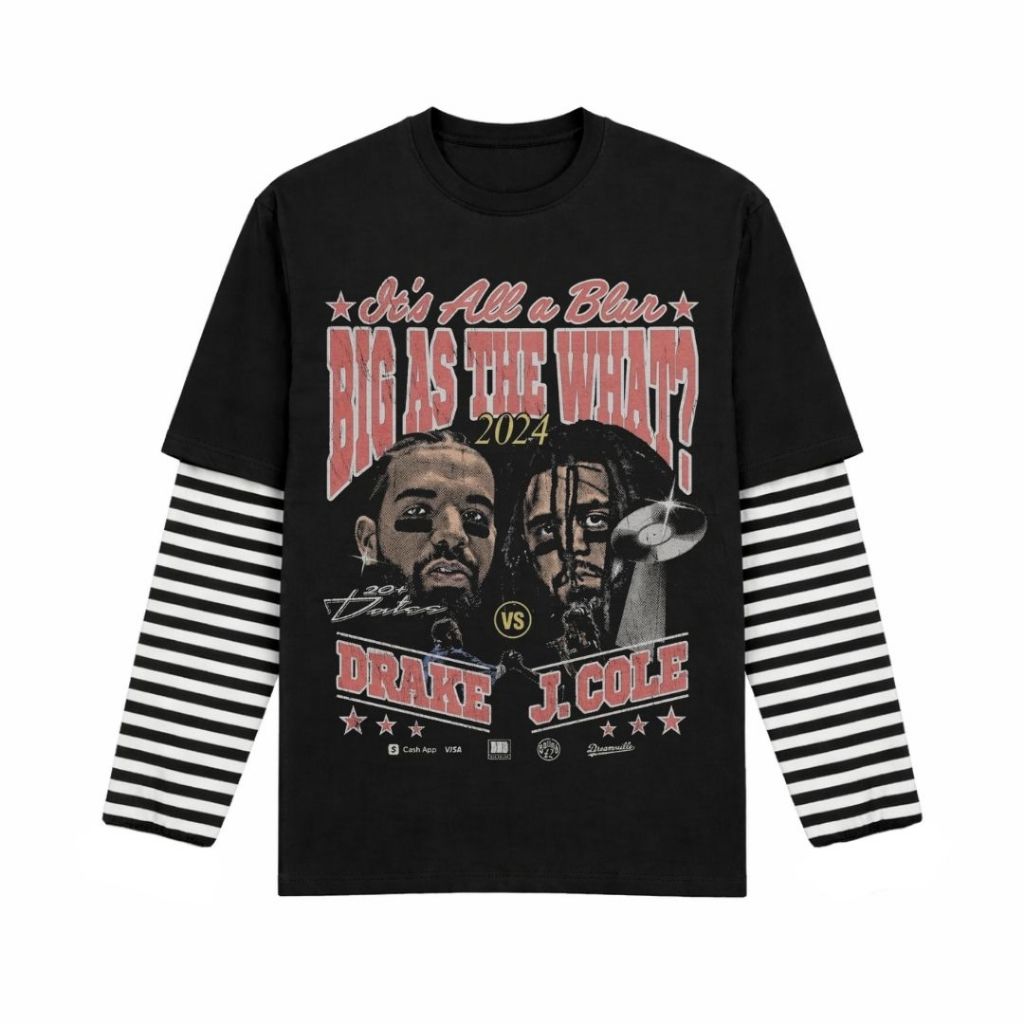 Psycho Crucify "J Cole VS Drake" Double layer Salur | Kaos Lengan Panjang | Kaos Pria Wanita | COD |