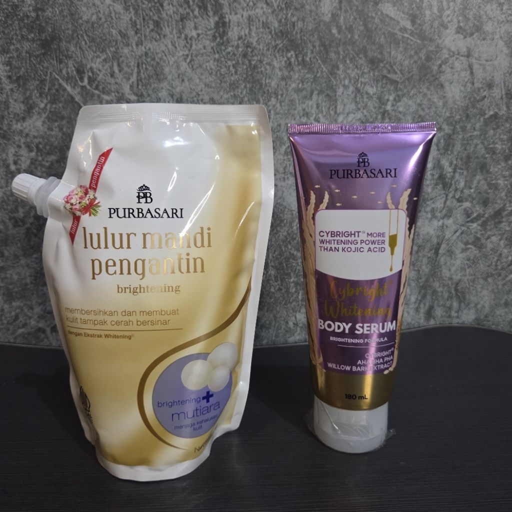 [Paket] Purbasari Lulur Mandi Pengantin 500gr + Body Serum Cybright Whitening Purbasari