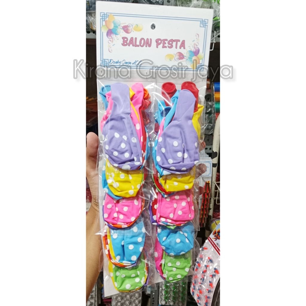 Balon Pesta /Balon Tiup Tutul Polkadot 1 Renteng Isi 10 Pcs ( 70 Balon )