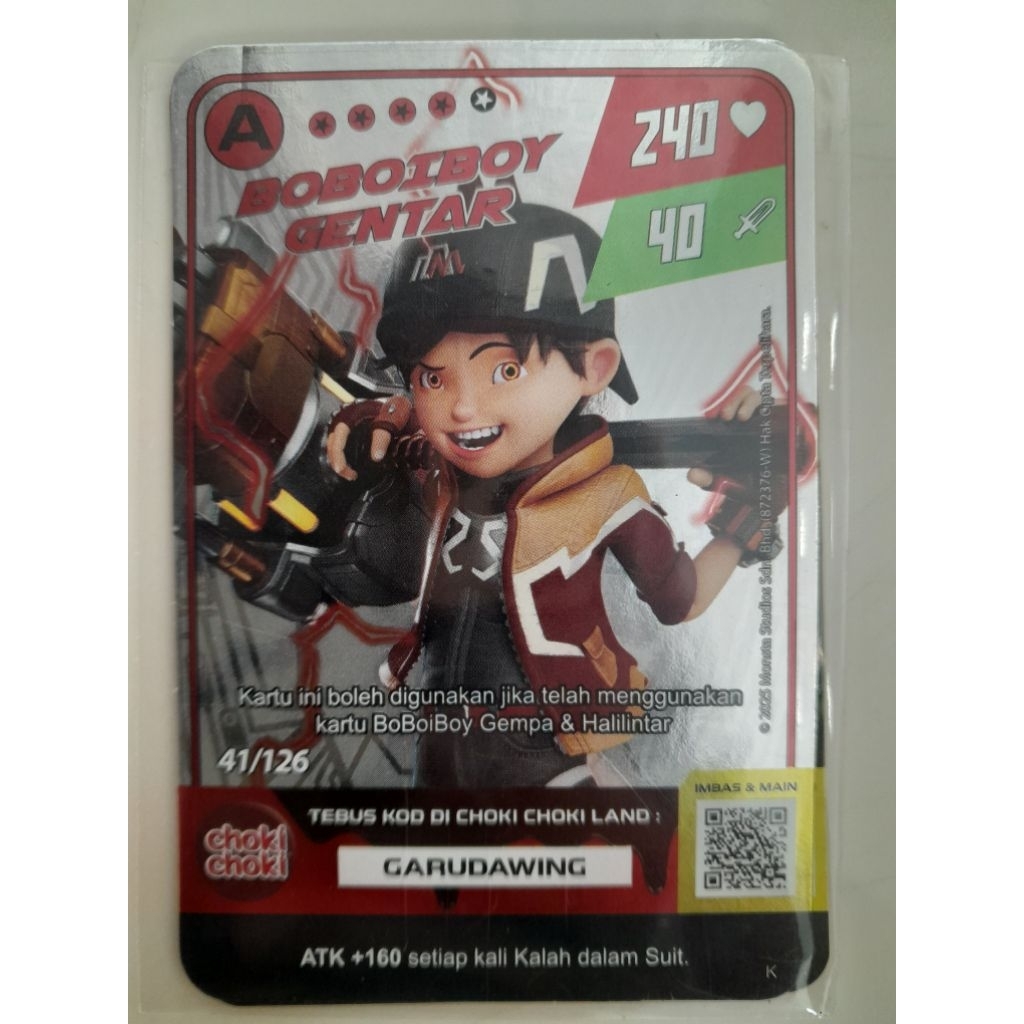 Kartu silver Boboiboy Gentar choki-choki