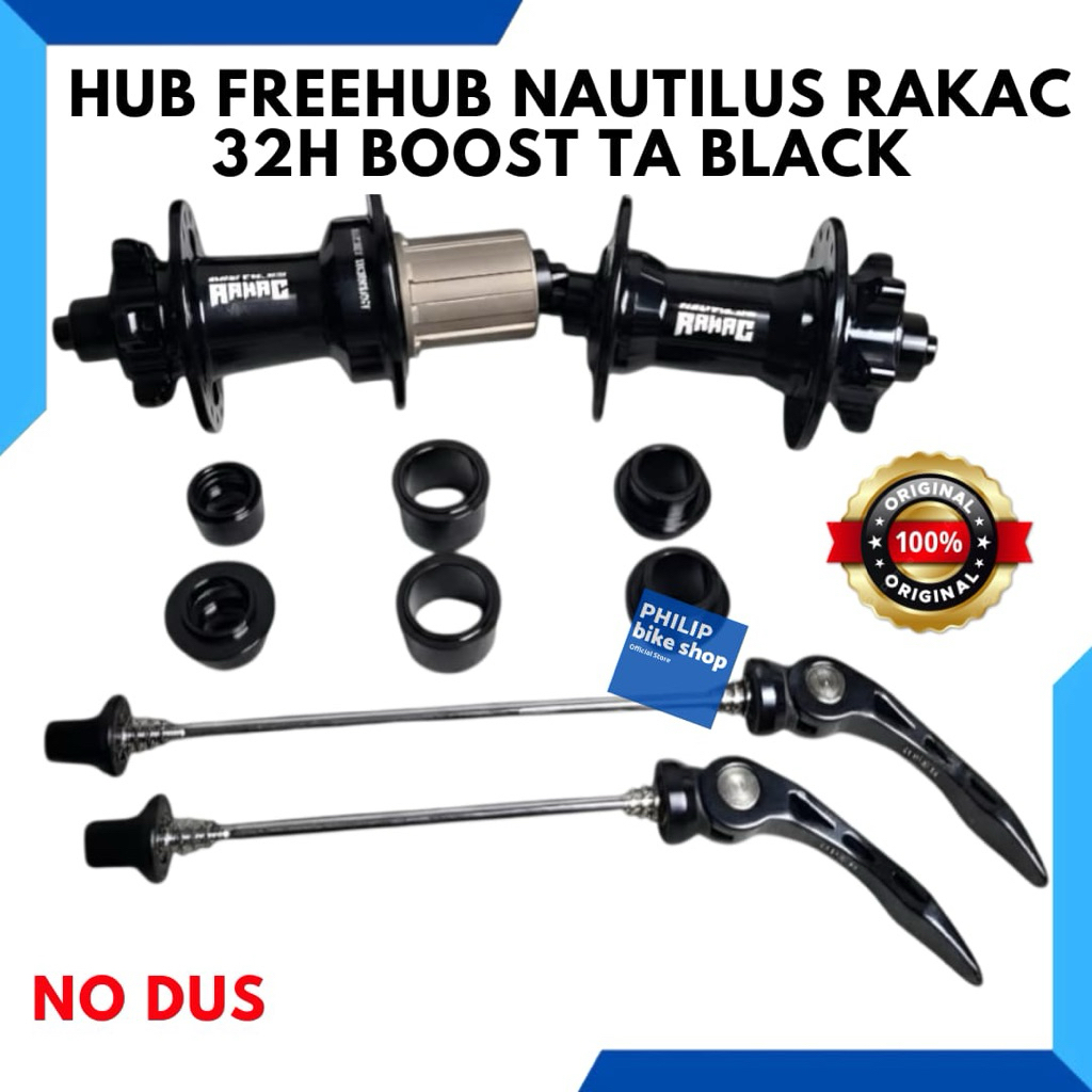 HUB FREEHUB SEPEDA NAUTILUS RAKAC 32H BOOST TA BLACK No Dus