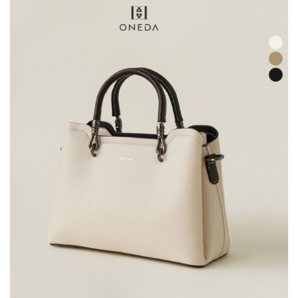 VINNETORA Tas Selempang Wanita Kapasitas Besar - Putih Beige, Desain Elegan, Warna Menawan, Kulit PU