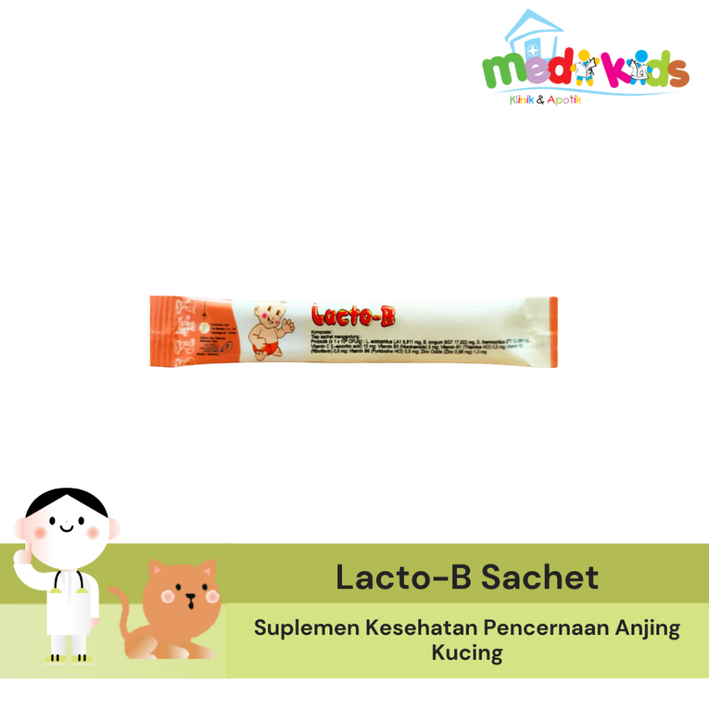 Lacto B Sachet - Vitamin Probiotik Pencernaan Anjing dan Kucing Hewan Kelinci Anabul LactoB Lacto-b