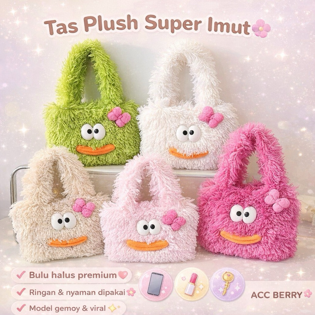 (TERBARU) TAS SELEMPANG CEWEK MONSTER BERBULU LUCU - TAS JINJING BULU LUCU DAN GEMAS TAS WANITA
