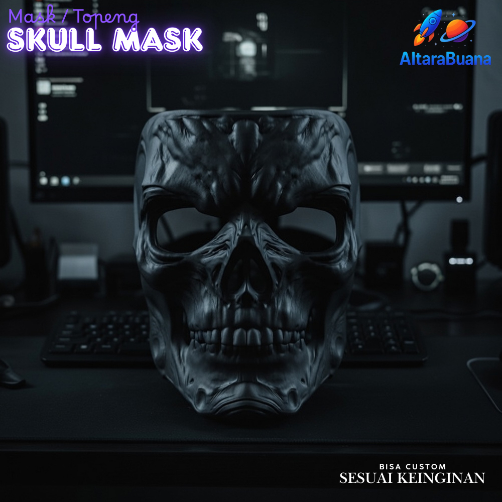 Skull Mask Topeng Tengkorak Horror Realistis Full Face – Topeng Halloween Dewasa Pria Wanita Cosplay