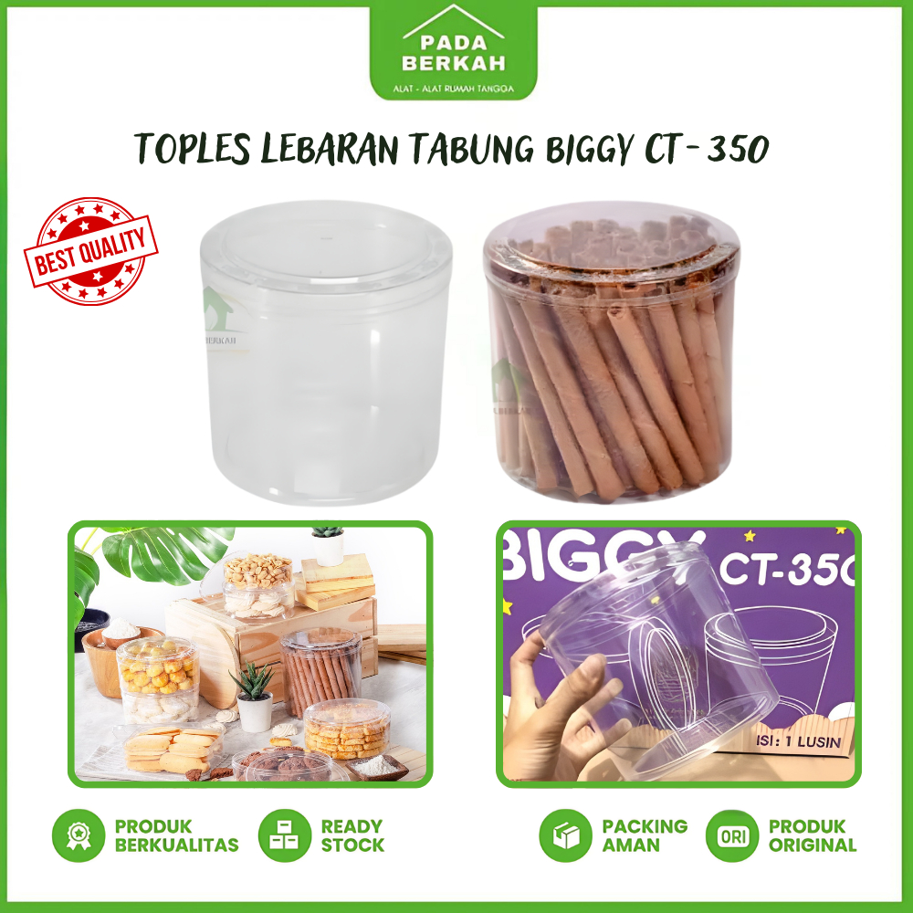 12PCS Toples Kue Kering Kue Nastar Biggy 1 kg CT-350 Toples Mika Tabung CT 350 / Toples Kue Kering 1