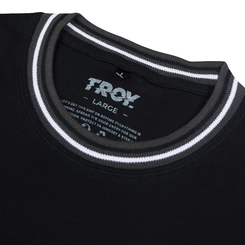 Troy Company Neck Stripe Tshirt Black Journey - Kaos Lengan Pendek Kaos Hitam KST 3542-3A1W1B