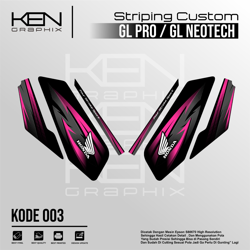 STICKER MOTOR HONDA GL PRO/DECAL MOTOR GL PRO/DECAL VARIASI GL PRO /KODE 003