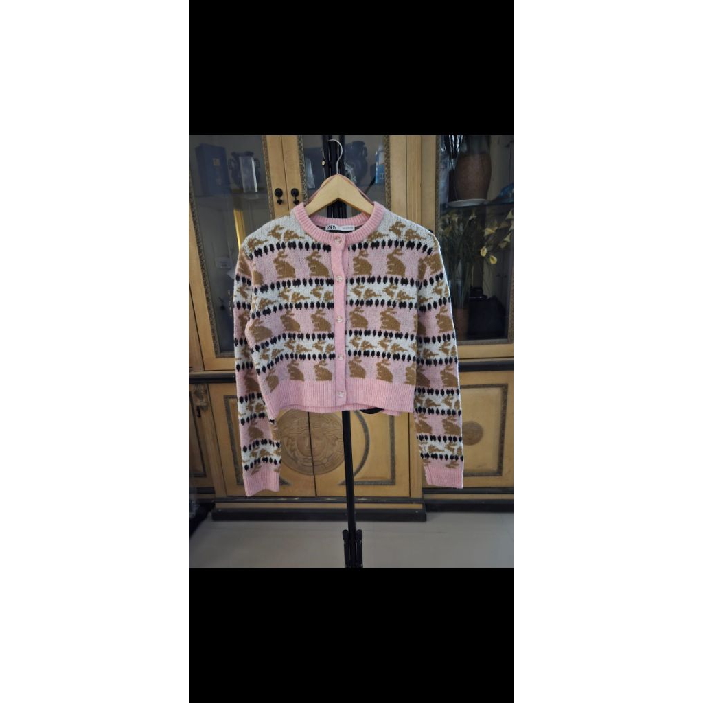 Cardigan zara animal kombinasi Pink