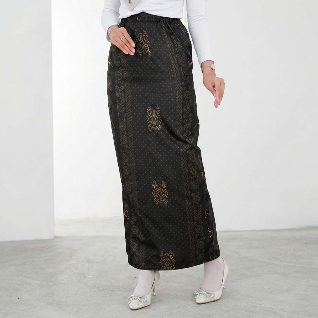 Putri Jawi Official - Rok Bawahan Batik Model Span Instan Bahan Katun Warna Hitam Widura