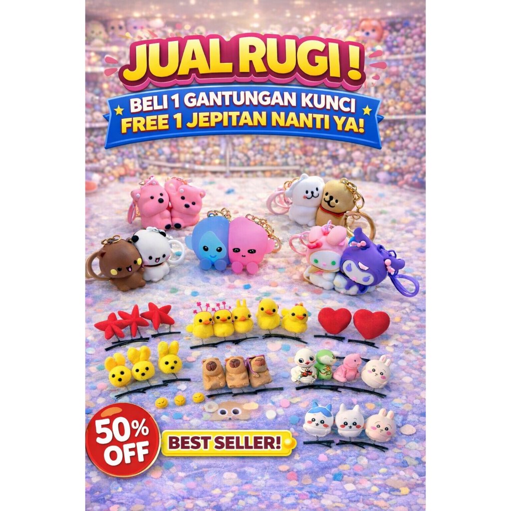 JUAL RUGIGantungan Kunci MAGNET Boneka Lucu FREE Jepitan Rambut | Ganci Imut Viral Murah-Gantungan K