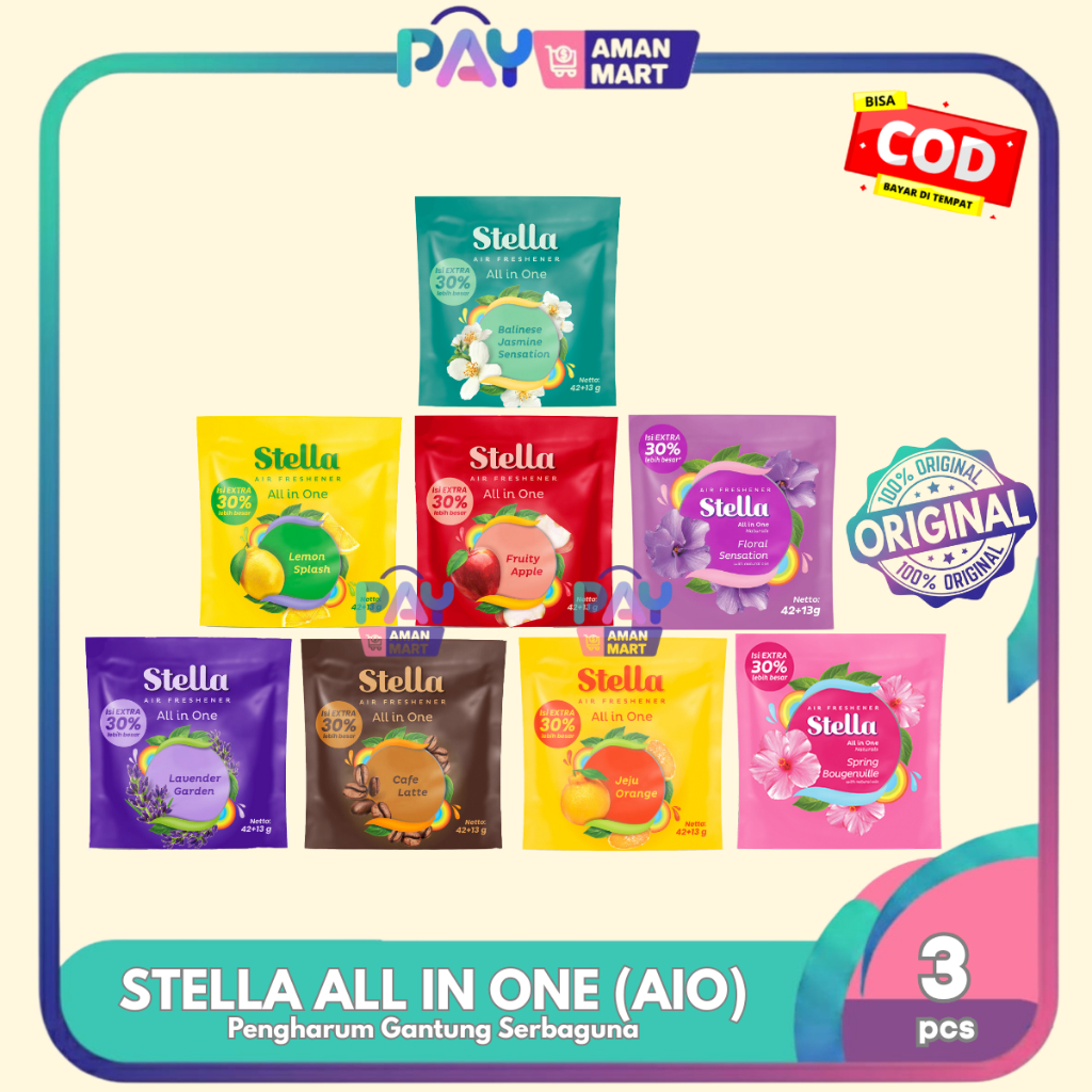3 Pcs Stella All In One 42+13gr - Pengharum Gantung Ruangan atau Mobil