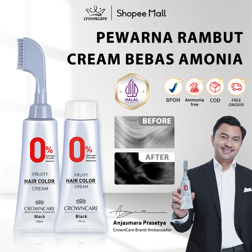 CrownCare Hair Coloring Alami BPOM 100ML - Coklat Gelap