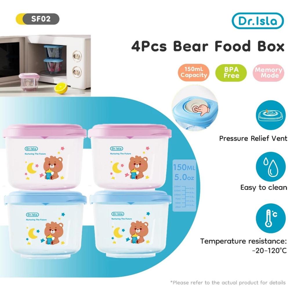 Dr. Isla Food Container MPASI 4 PCS Bayi 6 Bulan+ | Peralatan Set BPA Free Alat Makan Bayi