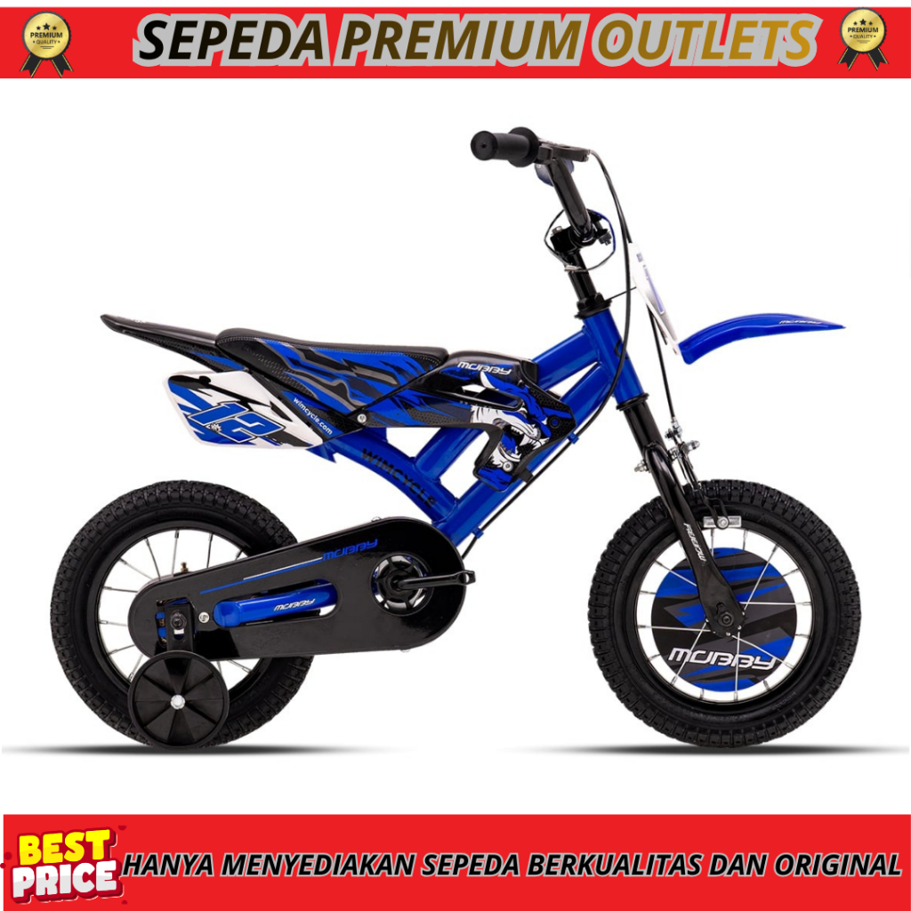 Sepeda Anak Laki BMX WIMCYCLE TRAIL MOBBY Ukuran 12 Inch Model Motor Cross