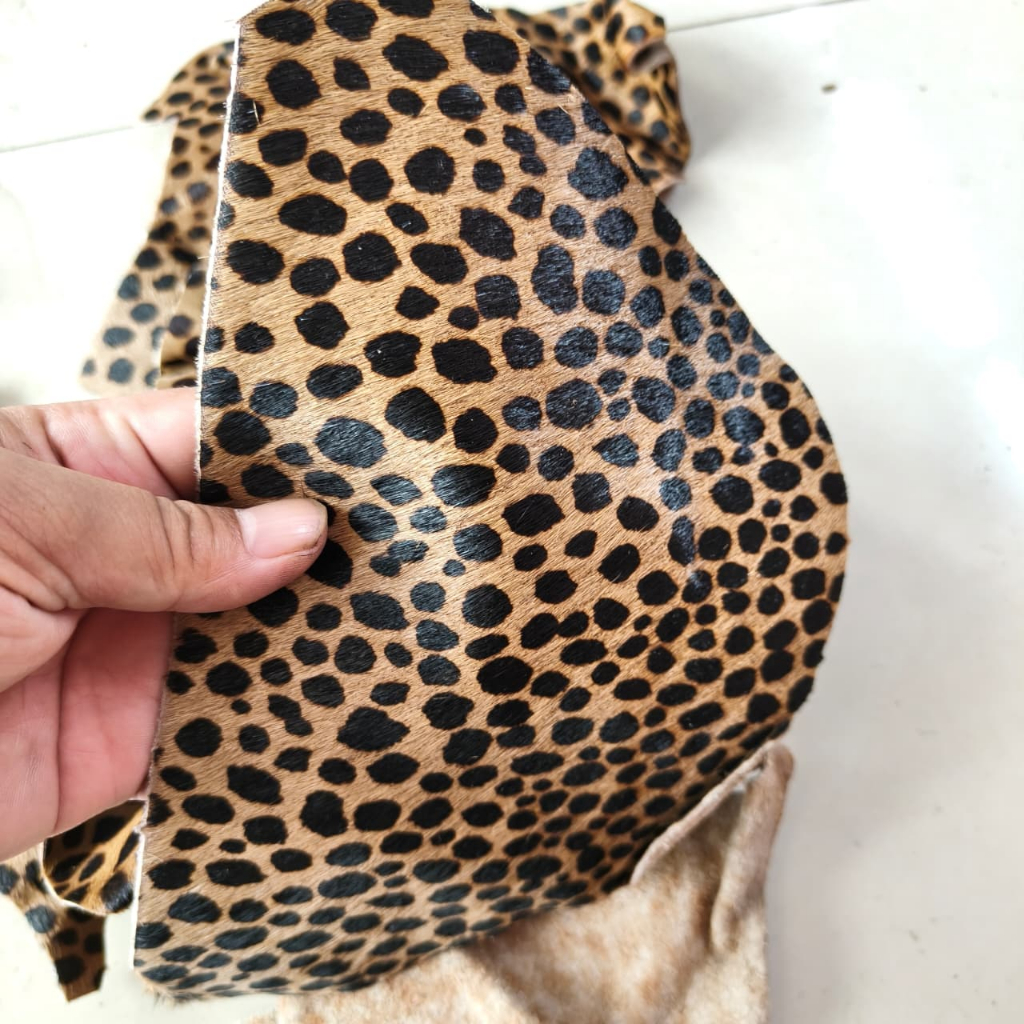 DOMUSA Perca Kulit Asli Motif Leopard Premium -Kulit Asli Corak Macan Eksotis