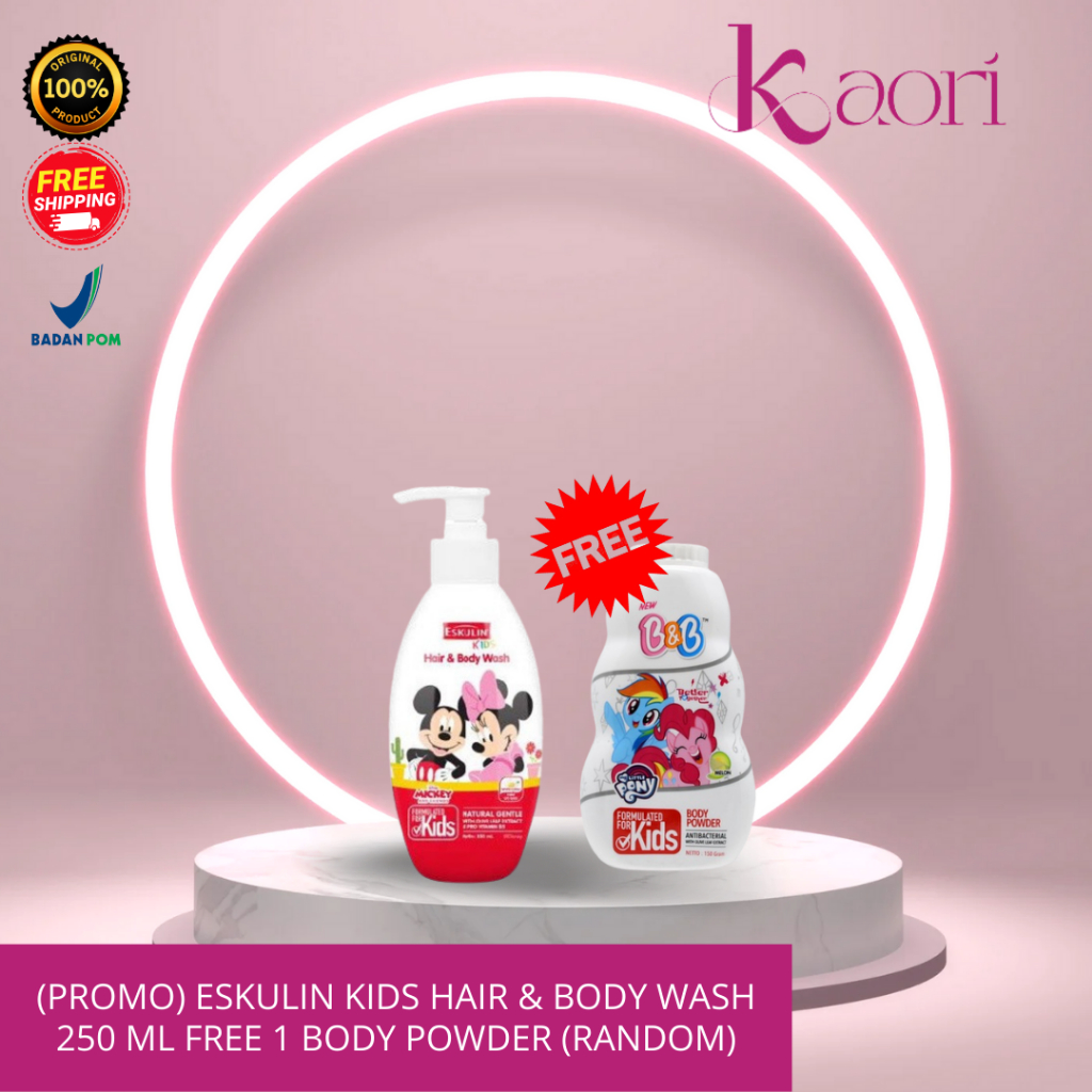 *KAORI* <<PROMO>> BELI 1 Eskulin Kids Hair & Body Wash 250 ml FREE 1 Body Powder (RANDOM)