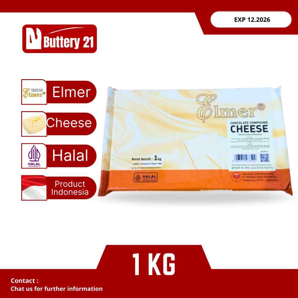 ELMER COMPOUND CHEESE 1 KG/ELMER BLOCK/COKELAT BATANG RASA KEJU/COKELAT MANIS