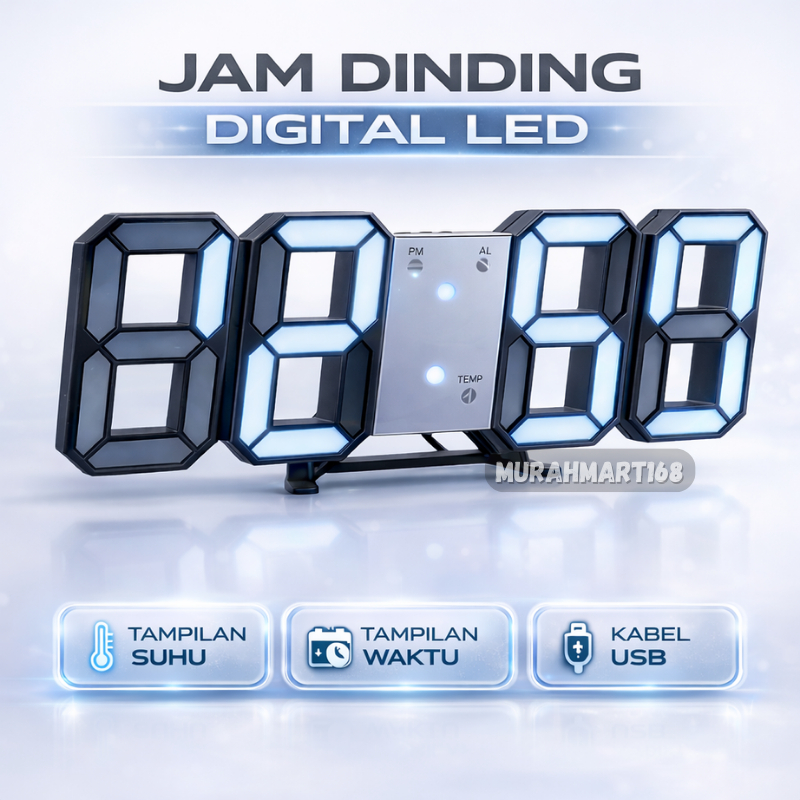 JAM DINDING DIGITAL LED/JAM MEJA-ALARM-SUHU/JAM 3D BESAR MODERN