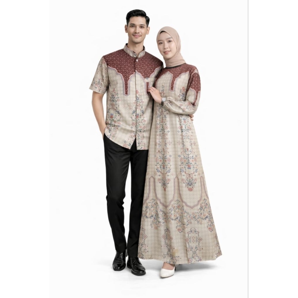 Baju Couple Muslim Lebaran 2026 Gamis Nara Koko Terbaru Set Pasangan Ready Size Jumbo