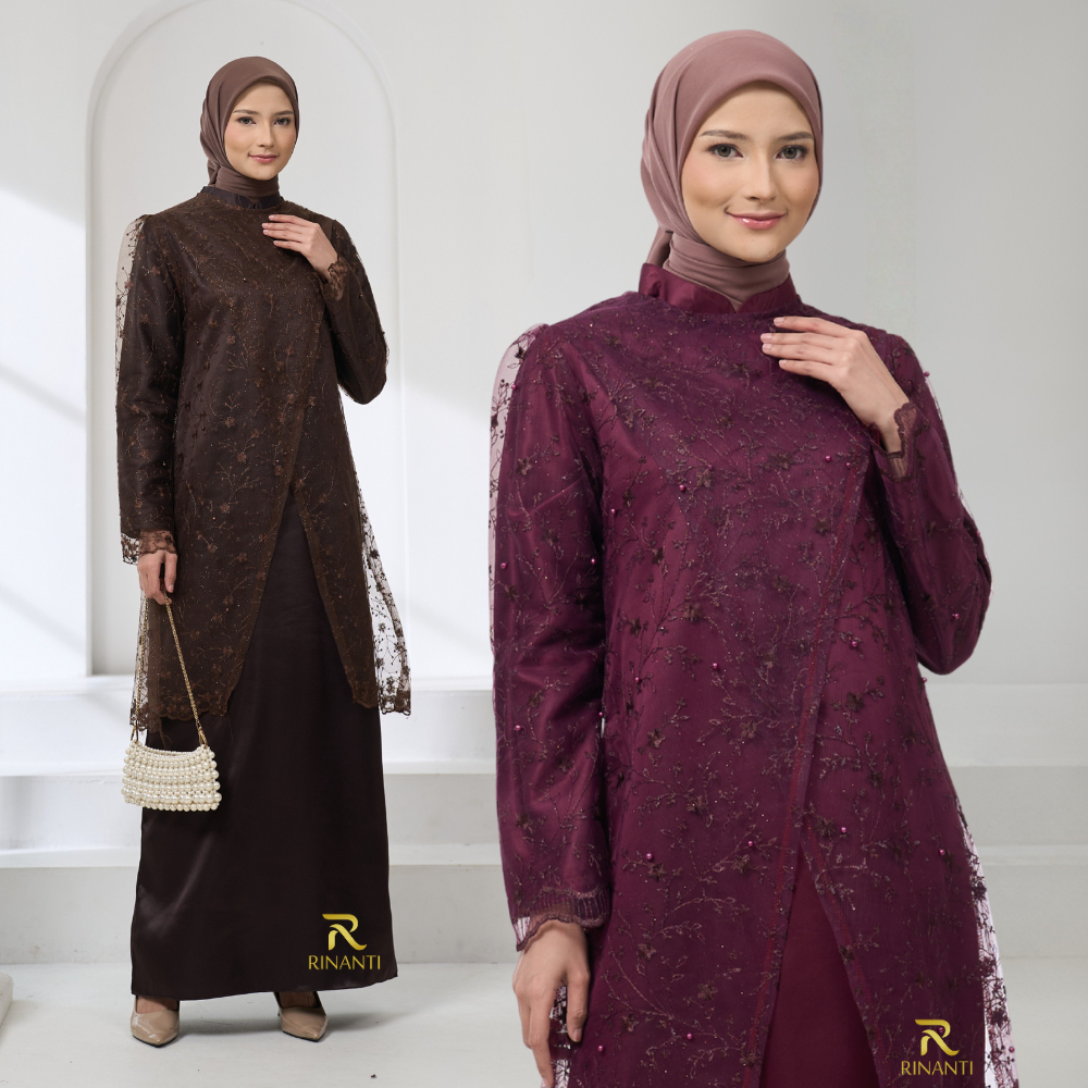 Valia Satin Velvet Dress Outer Brokat Panjang Premium Muslimah Pesta Lebaran Elegant